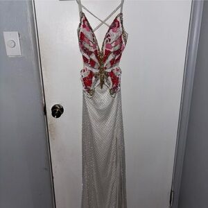 Glamorous Butterfly Embellished Evening Gown